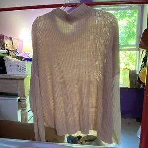 Color Block Drop Shoulder Mock Neck Sweater